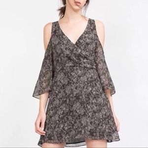 Zara Snake Skin-like Printed Off-Shoulder Dress